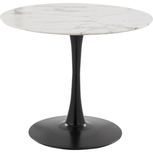 Pebble Dining Table in Black Metal & White Marble Veneer